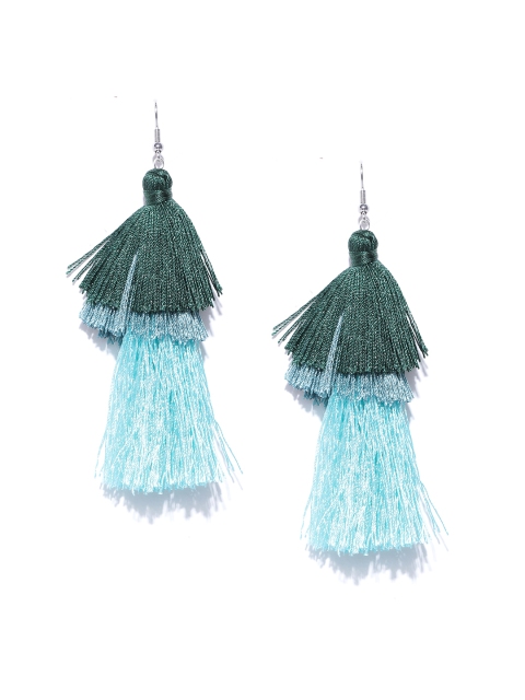 

Blueberry Green & Blue Tasseled Earrings