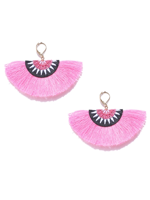 

Blueberry Pink Crescent Shaped Drop Earrings