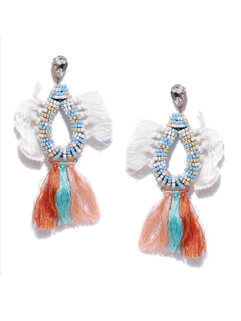 

Blueberry Multicoloured Tasselled Beaded Drop Earrings, Multi