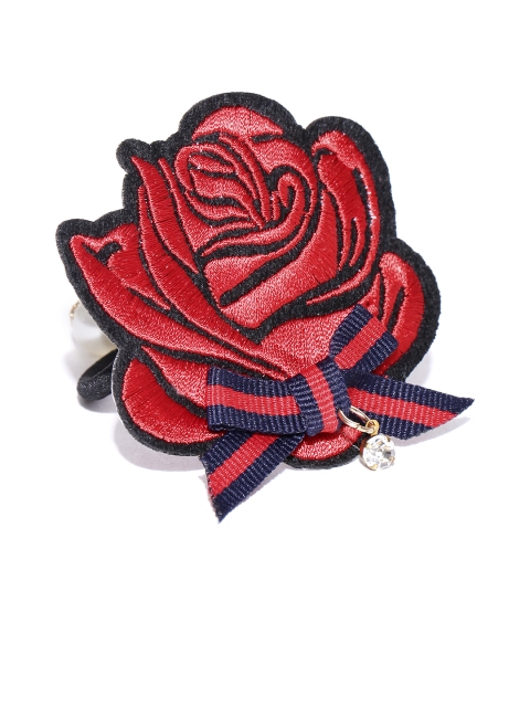 

Blueberry Red & Black Floral Embroidered Hairband
