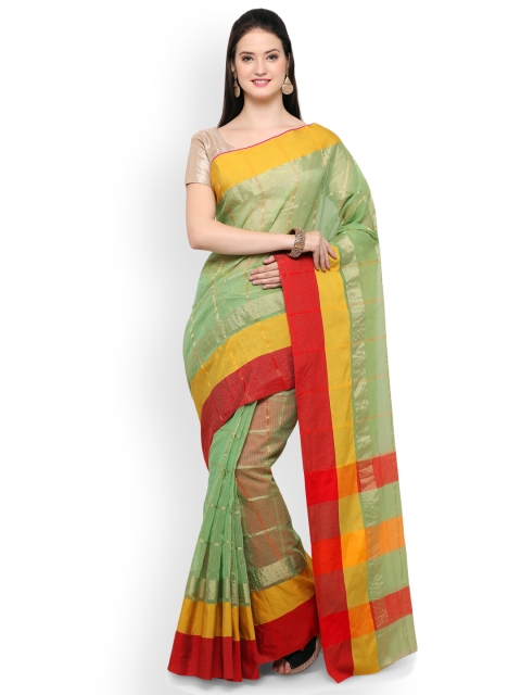 

Saree mall Green Silk Blend Checked Chanderi Saree