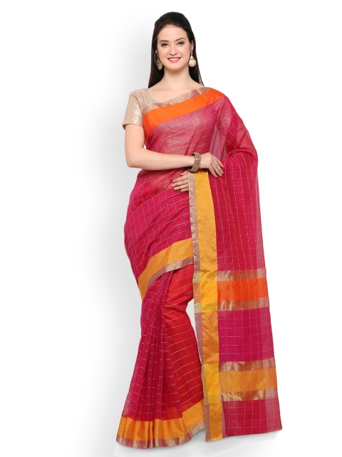 

Saree mall Pink Silk Blend Checked Chanderi Saree