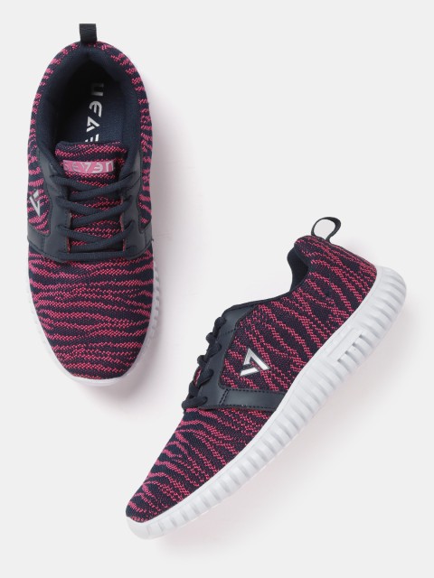 

SEVEN by MS Dhoni Women Navy Blue & Pink Galaxy Running Shoes