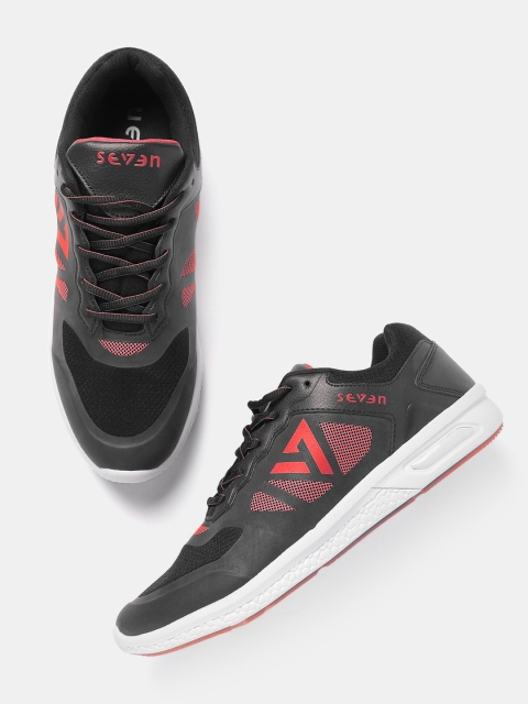 

SEVEN by MS Dhoni Men Black Running Shoes