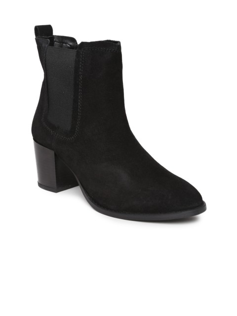 

Carlton London Women Black Leather Heeled Boots