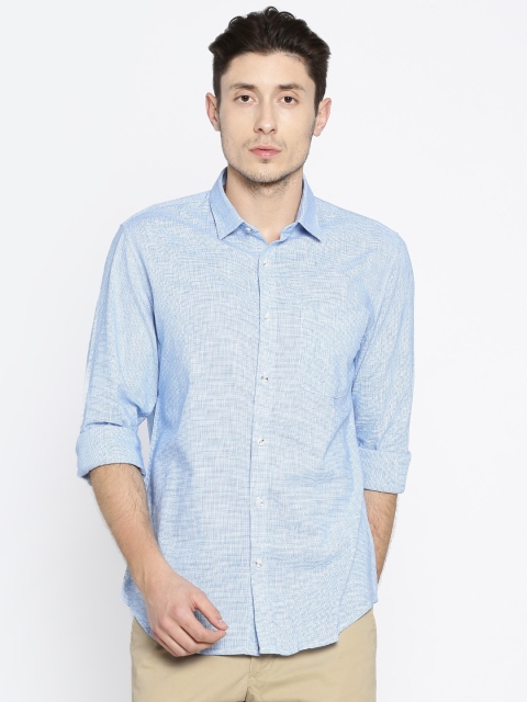 

Peter England Casuals Men Blue Slim Fit Self Design Casual Shirt