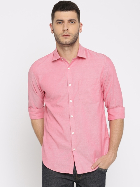 

Peter England Casuals Men Pink Slim Fit Self-Design Casual Shirt