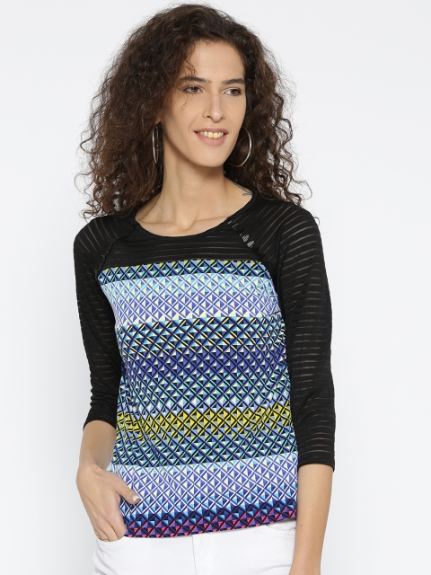 

Madame Women Blue & Black Printed Top