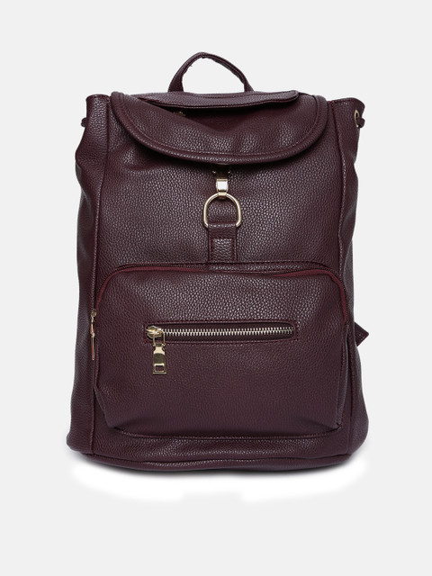 

DressBerry Women Burgundy Solid Backpack