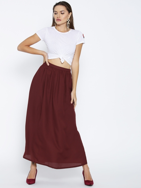 

Annabelle by Pantaloons Maroon Maxi Flared Skirt