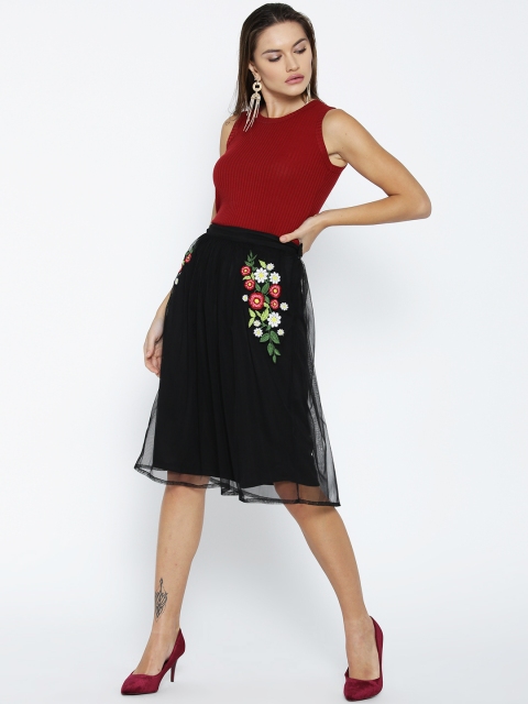 

Honey by Pantaloons Black Embroidered Detail Flared Skirt