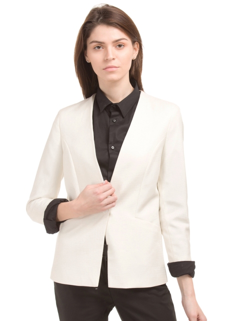 

Arrow Woman Off-white Self Design Single-Breasted Woolen Blazer