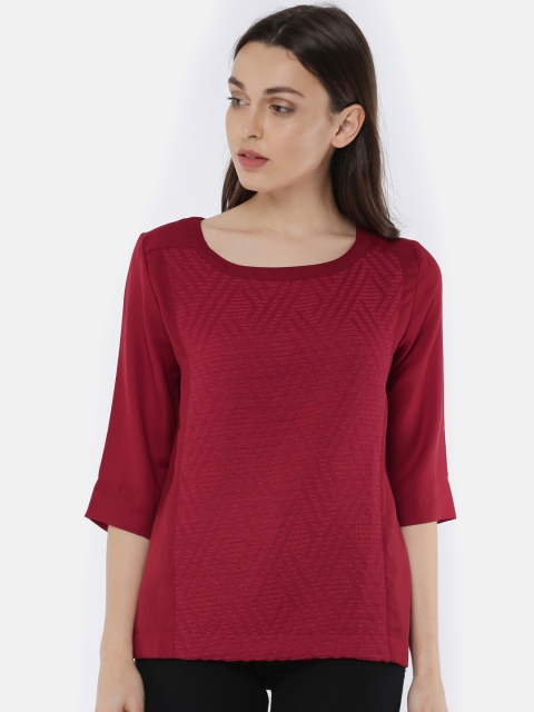

Arrow Woman Women Maroon Self-Design Top
