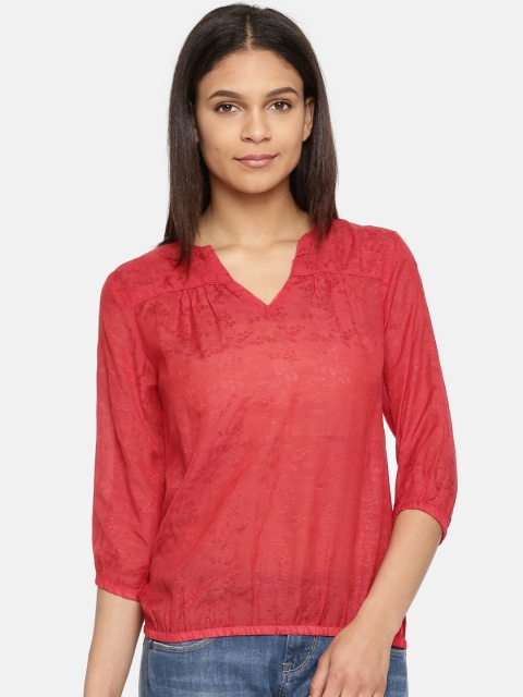 

Arrow Woman Women Red Self-Design Blouson Top