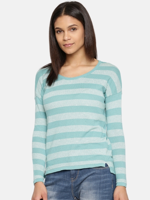 

Arrow Woman Women Blue & Off-White Striped High-Low Top