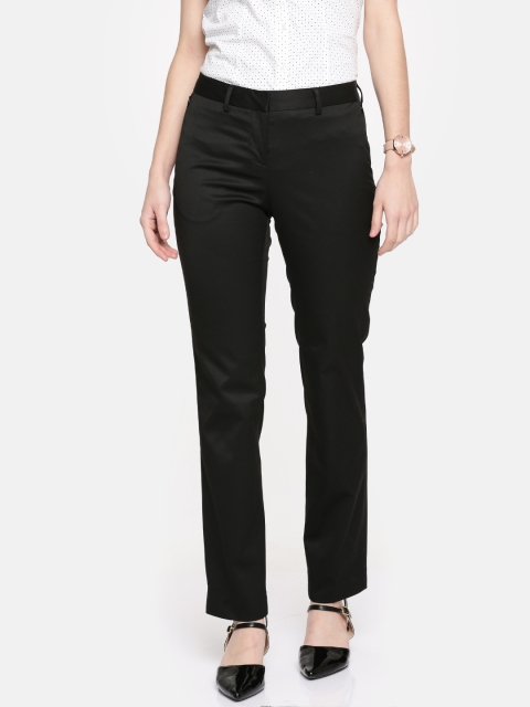 

Arrow Woman Women Black Relaxed Solid Regular Trousers