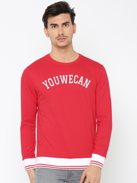 

YWC Men Red Printed Sweatshirt