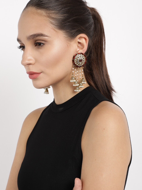 

Fida Maroon & Gold-Toned Drop Earrings