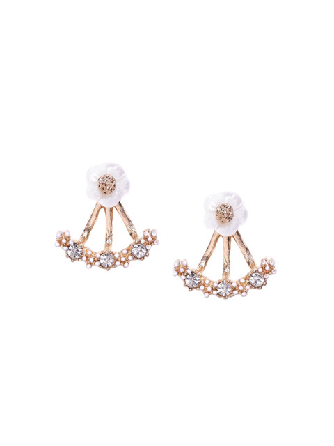 

OOMPH Gold-Toned & White Floral Studs