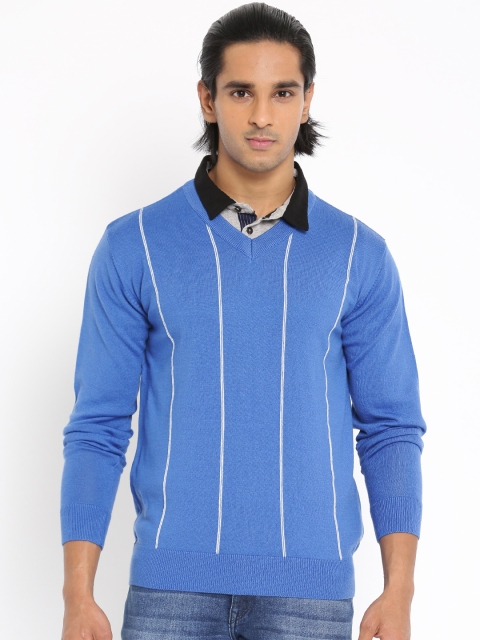 

Raymond Men Blue Striped Pullover
