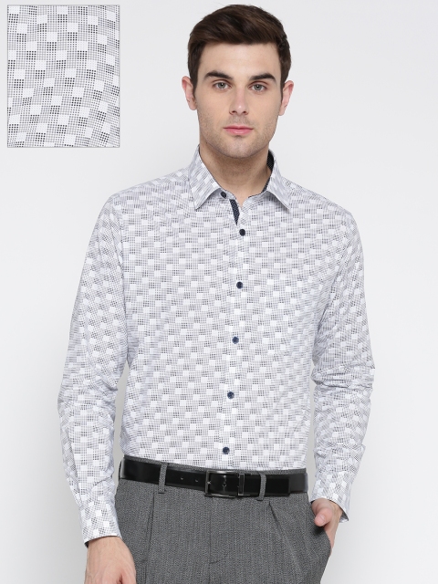 

Raymond Men White & Navy Slim Fit Printed Formal Shirt