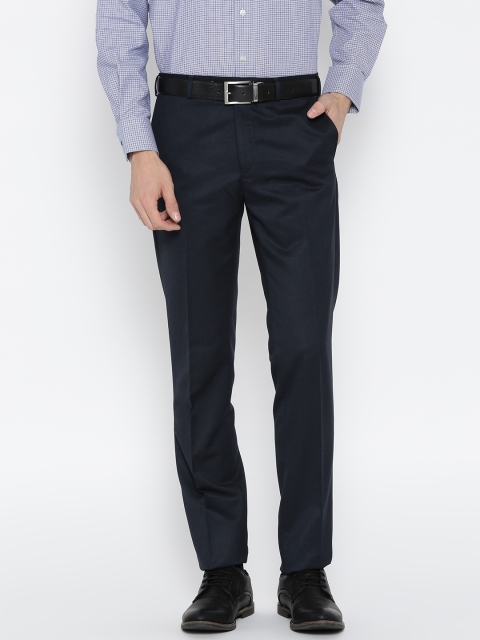 

Raymond Men Navy Blue Solid Regular Fit Formal Trousers