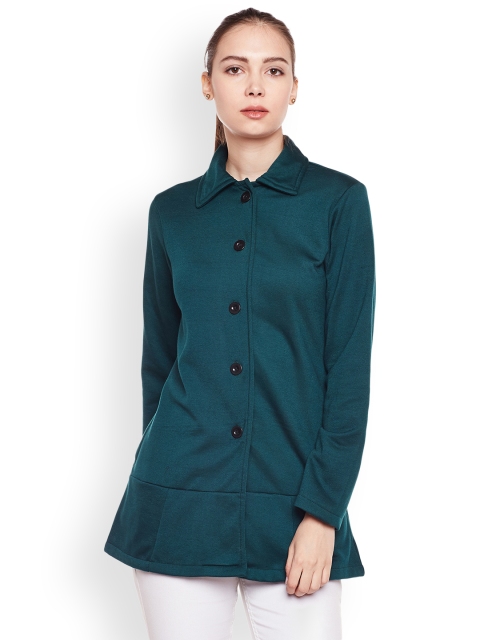 

Belle Fille Women Teal Green Fleece Coat
