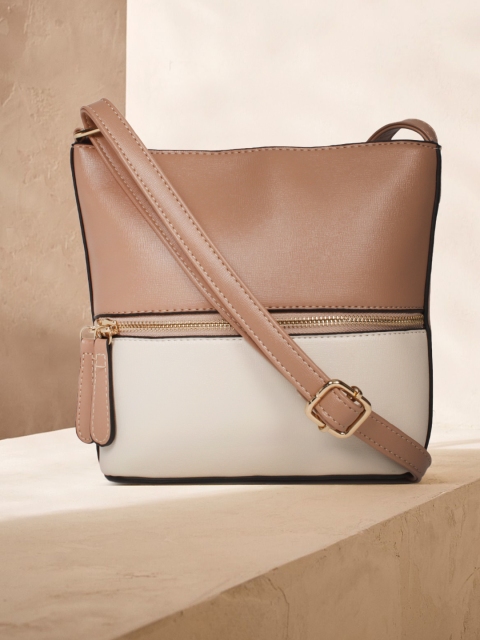 

Mast & Harbour Brown & Cream-Coloured Colourblocked Sling Bag