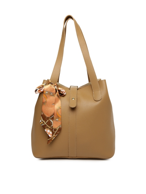 

Mast & Harbour Brown Solid Tote Bag with Pouch & Scarf
