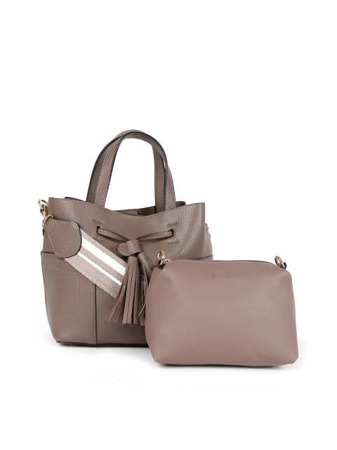 

Mast & Harbour Peach-Coloured Self Design Handheld Bag