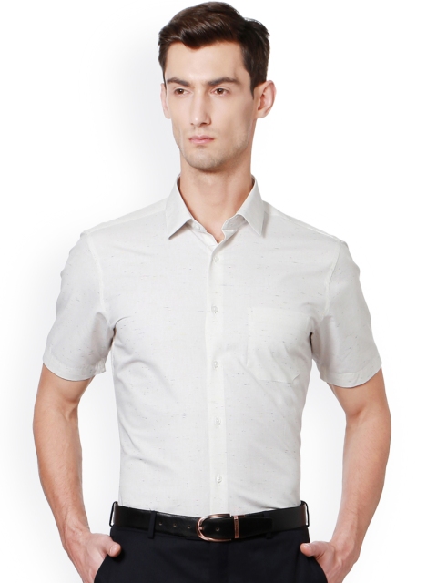 

Peter England Men Off-White Regular Fit Self-Design Formal Shirt