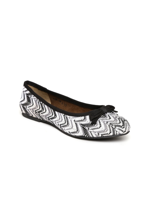 

Carlton London Women Off-White & Black Patterned Ballerinas