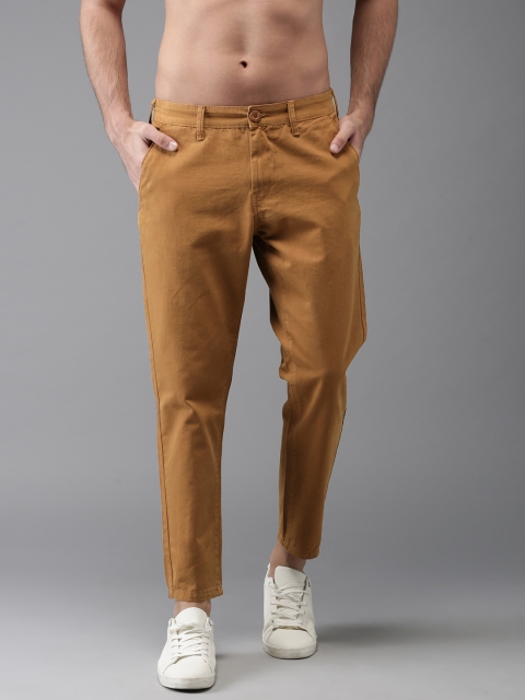 

HERE&NOW Men Khaki Slim Fit Solid Cropped Chinos