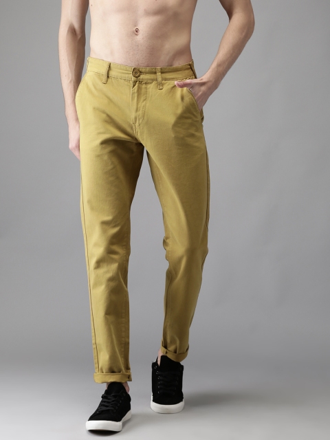 

HERE&NOW Men Khaki Slim Fit Solid Cropped Chinos