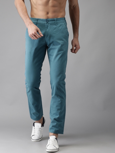 

HERE&NOW Men Blue Slim Fit Solid Cropped Chinos