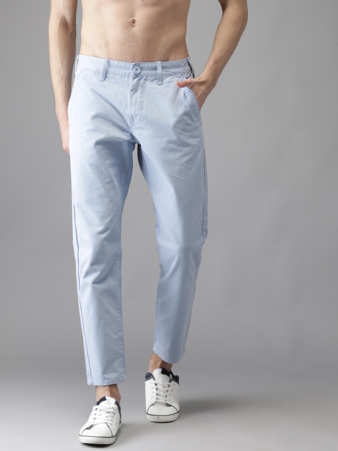 

HERE&NOW Men Blue Slim Fit Solid Cropped Chinos