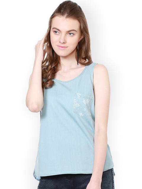 

People Women Blue Denim Top