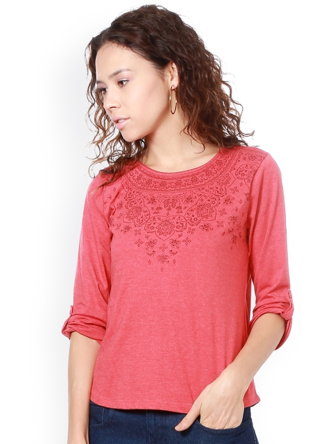

People Women Pink Printed Top