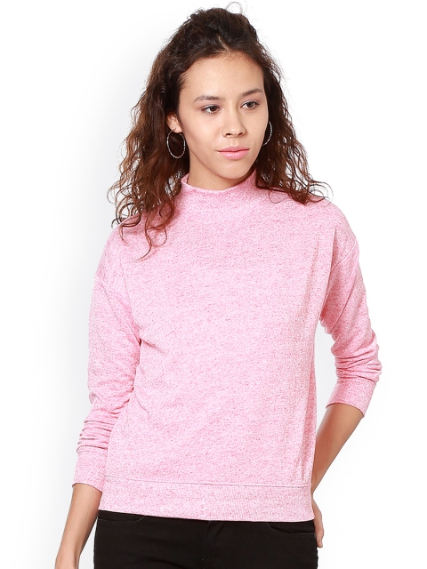 

People Women Pink Solid Sweatshirt