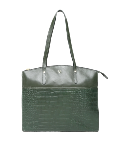 

Hidesign Green Croc-Textured Leather Handcrafted Shoulder Bag