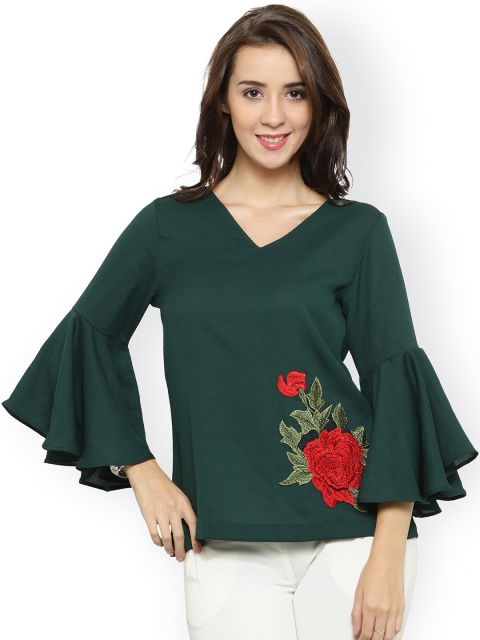 

plusS Women Green Solid Top