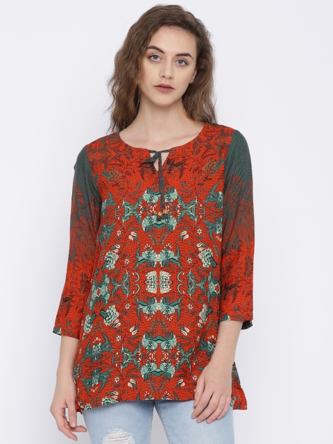 

Global Desi Women Red Printed Top