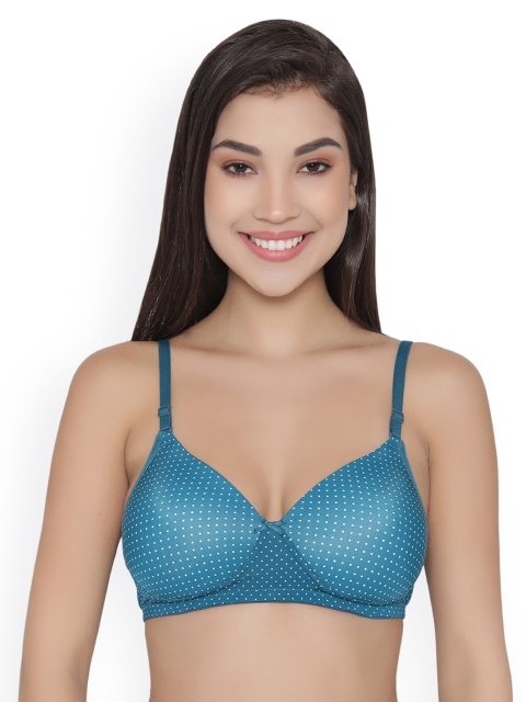 

Clovia Polka Print Padded Non-Wired Multiway T-Shirt Bra, Blue