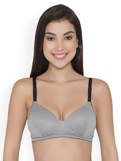 

Clovia Grey Printed Non-Wired Lightly Padded Everyday Bra