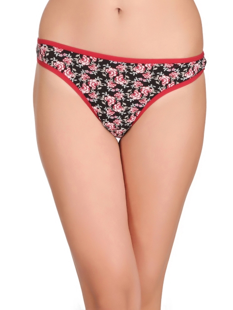 

Clovia Women Black Floral Print Thong Briefs PN1939P04S