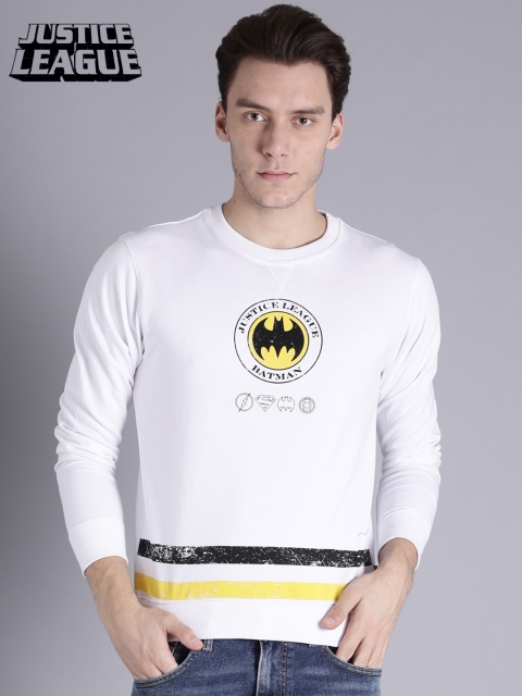 

Justice League Men White Printed Sweatshirt