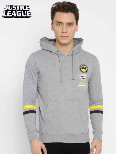 

Justice League Men Grey Printed Hooded Sweatshirt