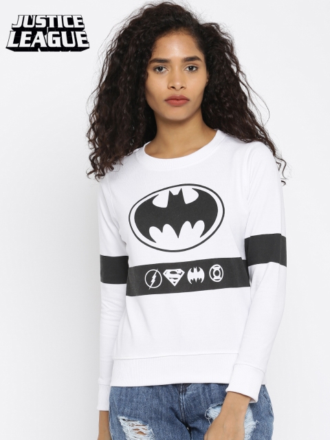 

Justice League Women White Printed Sweatshirt