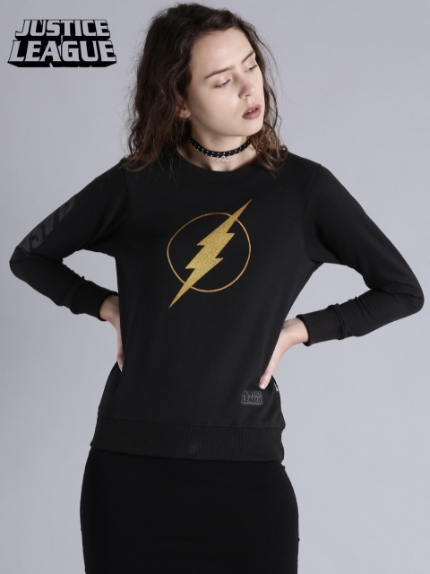 

Justice League Women Black Printed Sweatshirt