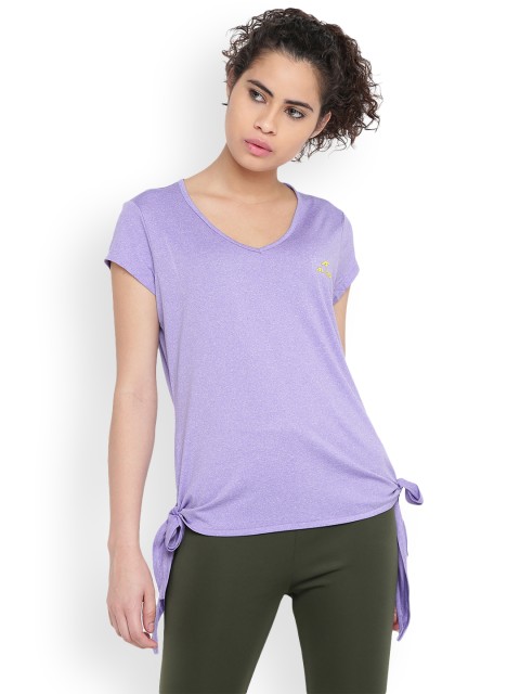 

Alcis Women Lavender Solid V-Neck Slim Fit T-shirt